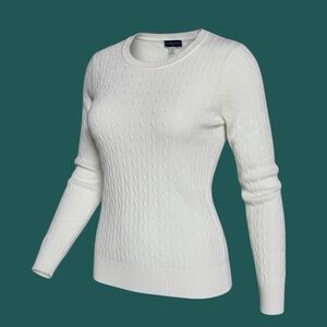 Karen Scott Cream Cable Knit Sweater